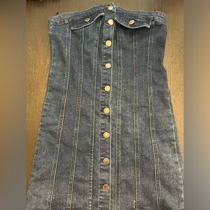 Denim strapless dress